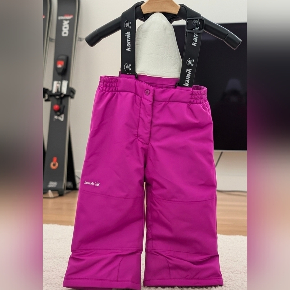 385 Kamik Girls' Harper Snowboard Ski Bibs in Magenta | Size 4